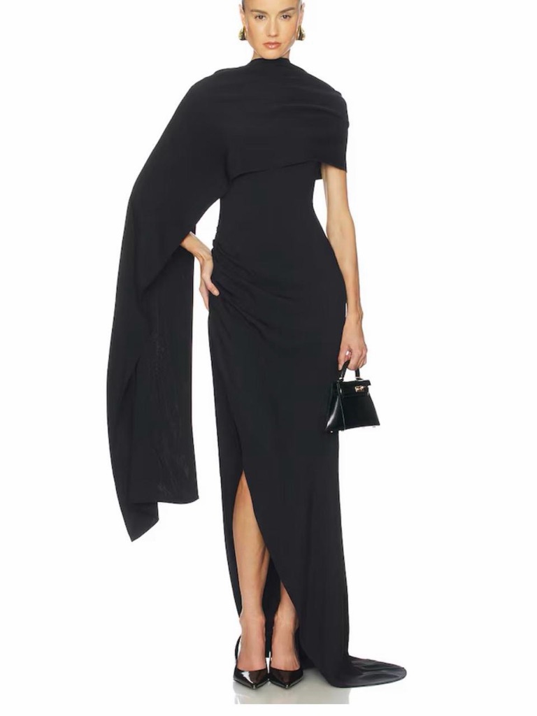 Helsa Black Cape Dress